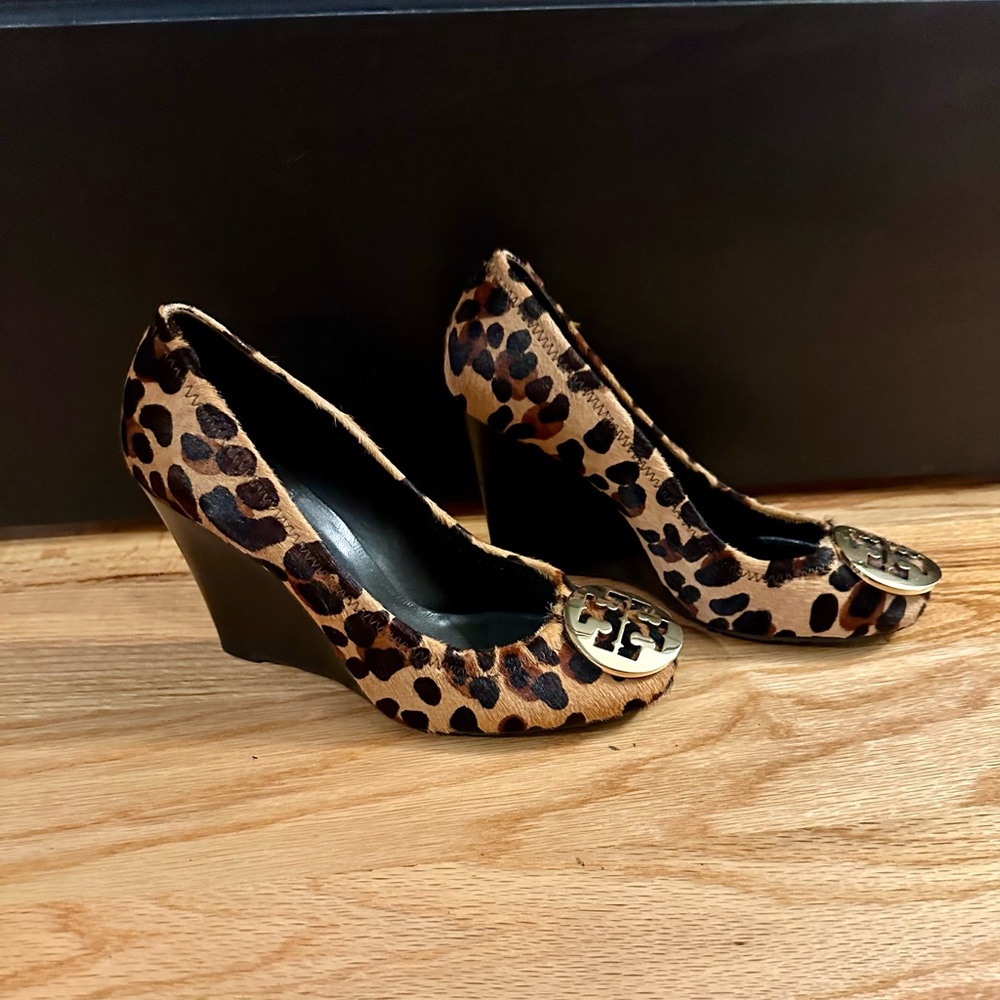 Tory Burch Leopard Wedge Heels - 7